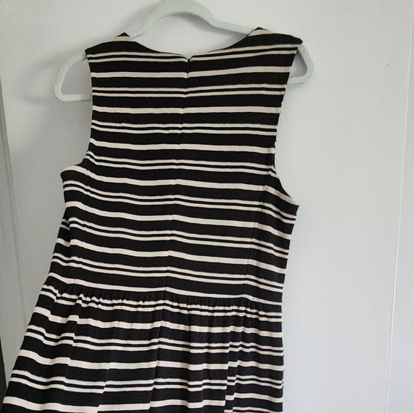 J. Crew Dress Fitted and Flare A-Line Cream Ivory Striped M Academia Preppy - Picture 4 of 9